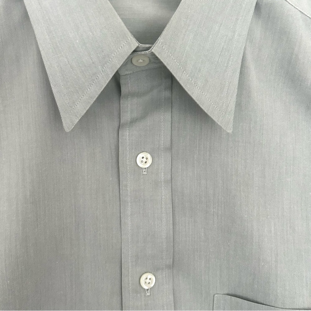 Valentino Uomo Button Down Dress Shirt Cotton Long Sleeve Green Small 15.5 32/33 - Picture 3 of 15